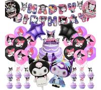 38PCS Kur-romi Party Decorations, Cartoon Theme Birthday Decorations With Backdrop Banner Latex Balloons Cake Topper Cupcake Toppers, Toy Birthday Party Supplies for Kids Boys And Girls