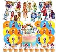 38PCS Rainbow High Party Balloon Decorations,Rainbow High Theme Party Decorations Set Birthday Decorations Rainbow High Balloons Happy Birthday Banner Cake Toppers for Kids Boys