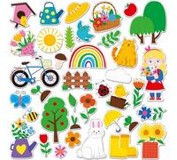 38PCS Reusable Jelly Stickers, Waterproof Spring-Theme Window Cling Stickers for Toddlers, Removable Easy to Clean Gel Decals for Kids, Adults, Home & Classroom Decors, Travel Toy (Not Edible)