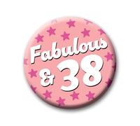38th Birthday Badge - 76mm Fabulous & 38 Pin Badge Button Birthday Gift for Her 0242