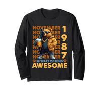 38th Birthday Bear Legends November 1987 38 Years Old Mens Long Sleeve T-Shirt
