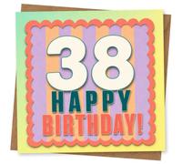 38th Birthday Card, 38th Birthday Card for Her or Him, Fun Retro Style with Bold Number Design