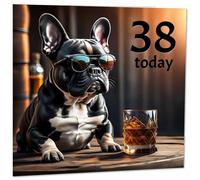 38th Birthday Card - Cool French Bulldog - Funny 38th Birthday Card for Dad, Mens thirty eight, thirty eighth, Grandad, Uncle