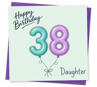 38th Birthday Card for Daughter - Happy Birthday Balloon Number Design with Elegant Handwritten Script