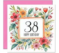 38th Birthday Card for Women - Any Age - Floral Birthday Card for 38 Year old Woman Friend Sister Mum Aunt Daughter thirty eight, thirty eighth cousin Niece