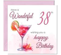 38th Birthday Card for Women - Ladies Elegant Birthday Cards for 38 year old woman thirty eight, thirty eighth Daughter Friend Niece Granddaughter Wife Girlfriend Girls Mum Aunt for her