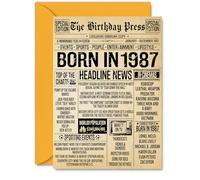 38th Birthday Card for Women Men - Bday Press Newspaper 1987 - Happy 38 Birthday Cards for Friend Cousin Sister Neighbour Wife Daughter, A5 Bday Greeting Cards