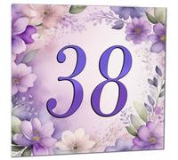 38th Birthday Card for Women - Purple Floral 39th Birthday Cards for 38 year old woman thirty eight, thirty eighth Ladies Mum Aunt Sister Niece Daughter