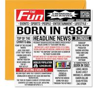 38th Birthday Cards for Men Women - Born In 1987 Newspaper - Happy 38 Birthday Card for Brother Sister Friends Vintage Retro Back In 1987, 145mm Bday Greeting Cards