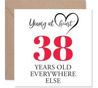 38th Birthday Cards for Women Men - Young at Heart - Happy Birthday Card for 38 Year Old Woman Man Colleague Son Nephew Daughter, 145mm Bday Greeting Cards