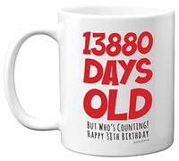 38th Birthday Mug Gift for Men Women Him Her - 13880 Days Old - Funny Adult Thirty-Eight Thirty-Eighth Happy Birthday Present for Brother Dad Mum Uncle Auntie, 11oz Ceramic Dishwasher Safe Coffee Mugs