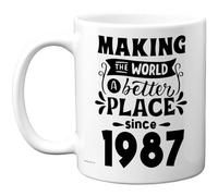 38th Birthday Mug Gift for Men Women - Making the World a Better Place Since 1987 - Happy 38 Birthday Gifts for Grandad Grandma Nan Retro Back In 1987 Age Thirty-Eight Bday, 11oz Ceramic Coffee Mugs