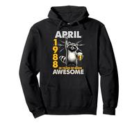 38th Birthday Raccoon Beer April 1988 Vintage 38 Years Old Pullover Hoodie