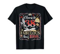 38th Birthday Women Cheers to 38 Years Fabulous Since 1988 T-Shirt