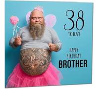 38th Brother Funny Birthday Card - Bearded Man Bros Funny Brothers Birthday Card for 38 Year old thirty eight, thirty eighth