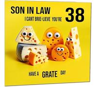 38th Son in Law Birthday Card - Cheese Pun Funny Son-in-laws Birthday Card for 38 Year old thirty eight, thirty eighth