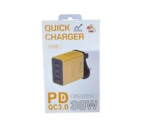 38W Dual Port USB-C Fast Charger Compatible for Apple iPhone 16 15 14 13 12, USB-C and USB-A, 20W PD