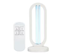 38W UV Ozone Germicidal UVC Light Sanitizer for Room, Remote Control Disinfection Sterilization Deodorization Table Lamp With 3-Speed Timing, Cleans Air for Office Car Pet (White UK)