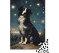 38x26cm/1000pcs, 1000 Piece Adult Jigsaw, Dog Under The Stars