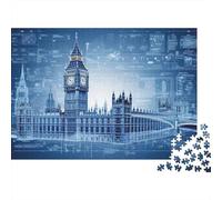 38x26cm/1000pcs 1000 Piece Jigsaw, Big Ben Blueprint Design, Festive Present
