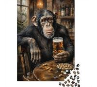 38x26cm/1000pcs 1000 Piece Jigsaw, Chimpanzee Beer Peanuts, Festive Gift