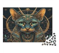 38x26cm/1000pcs 1000 Piece Jigsaw, Egyptian Cat Gold Blue, Festive Present | For quiet time before New Year, this adult jigsaw puzzle with 1000 pieces makes a thoughtful puzzle gift for adults.