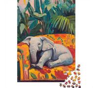 38x26cm/1000pcs 1000 Piece Jigsaw, Elephant Napping on A Couch | For rainy days at home: Adult jigsaw puzzle with 1000 pieces creates a longer, more absorbing puzzle session.