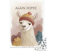 38x26cm/1000pcs 1000 Piece Jigsaw, Llama Wearing A Beanie, Holiday Puzzle Gift