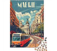 38x26cm/1000pcs 1000 Piece Jigsaw, Madrid City Tram Street, Winter Gift