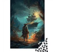 38x26cm/1000pcs 1000 Piece Jigsaw, Pirate Captain Ship Fire
