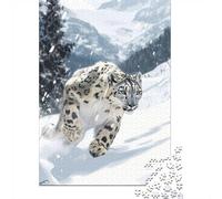 38x26cm/1000pcs 1000 Piece Jigsaw, Snow Leopard Running, Festive Gift