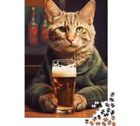 38x26cm/1000pcs 1000 Piece Jigsaw, The Drinking Cat Beer, Winter Gift
