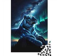 38x26cm/1000pcs 1000 Piece Jigsaw, Tiger Aurora Borealis Print, Holiday Puzzle Gift