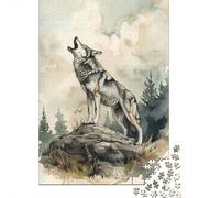 38x26cm/1000pcs 1000 Piece Jigsaw, Wolf Call of The Wild, Festive Gift