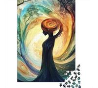 38x26cm/1000pcs, 1000 Piece Paper Puzzle, Nature's Whisper A Woman in Harmony with Trees