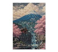38x26cm/1000pcs Adult Pieces Jigsaw Puzzle Mount Fuji with Cherry Blossoms Sakura Japanese Traditional Art Adult Jigsaw Relaxing Games Presents for Women Gifts for Friends And Family 38x26cm/1000pcs
