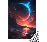 38x26cm/1000pcs, Adult Puzzle, 1000 Pieces, Alien Planet Red Moon | For a useful gift beyond Christmas Day, this 1000-piece jigsaw puzzle for adults offers 1000 pieces for the Christmas break.