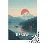 38x26cm/1000pcs, Adult Puzzle, 1000 Pieces, Hakone Japan Vintage Poster | For a calm home hobby, this adult jigsaw puzzle with 1000 pieces fits naturally into relaxed home leisure.