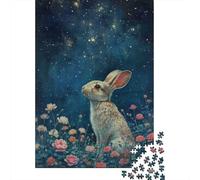38x26cm/1000pcs, Adult Puzzle, 1000 Pieces, Rabbit Gazing at Stars
