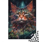 38x26cm/1000pcs, Adult Puzzle, 1000 Pieces, Rainbow Forest Cat | For a classic tabletop challenge: Adult jigsaw puzzle with 1000 pieces offers a rewarding way to unwind at home.