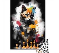 38x26cm/1000pcs, Classic Jigsaw Puzzle, 1000 Pieces, Cat Chess Master | For shared family time, this adult jigsaw puzzle with 1000 pieces works for solo puzzling or shared time.