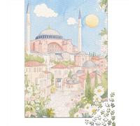 38x26cm 1000pcs Hagia Sophia Watercolor Jigsaw Puzzle, 1000 Piece