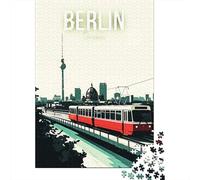 38x26cm/1000pcs, Jigsaw for Adults, 1000 Pieces, Berlin Cityscape with Tram