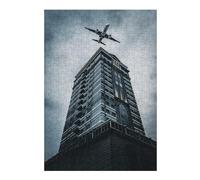38x26cm/1000pcs Jigsaw Puzzle for Adults Airplane Over Skyscraper Jigsaw Puzzle Family Games A Work of Art Unique Gifts for Birthday And Christmas 38x26cm/1000pcs
