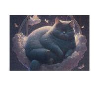 38x26cm/1000pcs Jigsaw Puzzle for Adults Cloud-Cradled Dreams A Feline Fantasy Puzzle for Adults Fun Games Staycation Kill Time Birthday And Unique Gifts 38x26cm/1000pcs