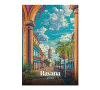 38x26cm/1000pcs Jigsaw Puzzle for Adults Colorful Havana Cuba Cityscape Illustration Puzzle for Adults Fun Games Staycation Kill Time Birthday And Unique Gifts 38x26cm/1000pcs