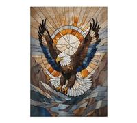 38x26cm/1000pcs Jigsaw Puzzle for Adults Eagle Stained Glass Puzzle for Adults Family Game Difficult Challenge Parent-child Interaction 38x26cm/1000pcs