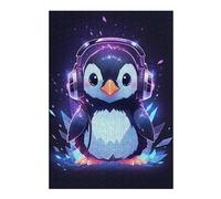 38x26cm/1000pcs Jigsaw Puzzle for Adults Ice Penguin Headphones Puzzle for Adults Family Game Difficult Challenge Parent-child Interaction 38x26cm/1000pcs