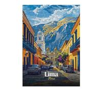 38x26cm/1000pcs Jigsaw Puzzle for Adults Lima, Peru Cityscape Illustration Jigsaw Puzzle Family Games A Work of Art Unique Gifts for Birthday And Christmas 38x26cm/1000pcs