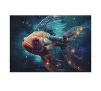 38x26cm/1000pcs Jigsaw Puzzle for Adults Magical Glowing Fish in Space Puzzle for Adults Fun Games Staycation Kill Time Birthday And Unique Gifts 38x26cm/1000pcs